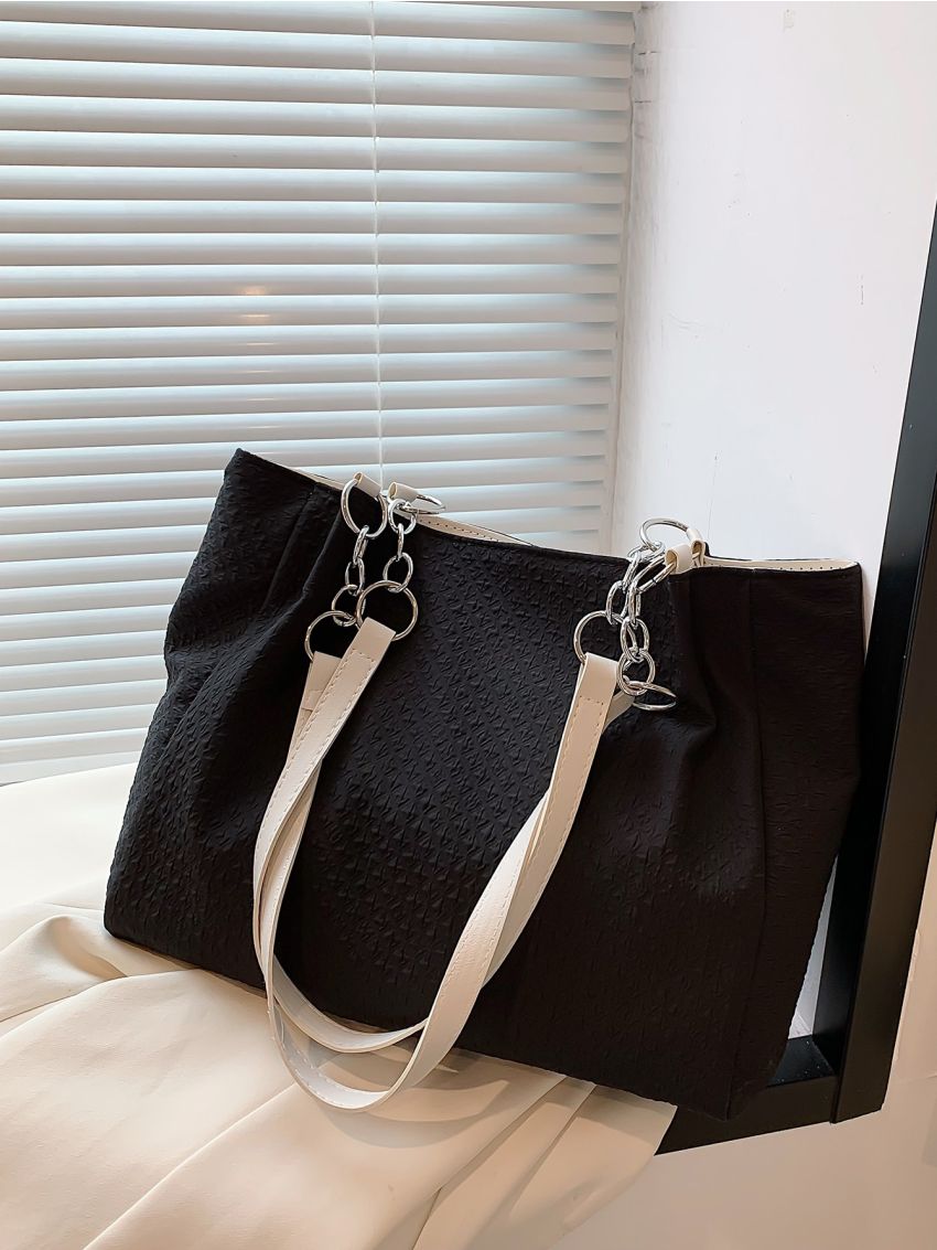 Double Handle Chain Shopper Bag