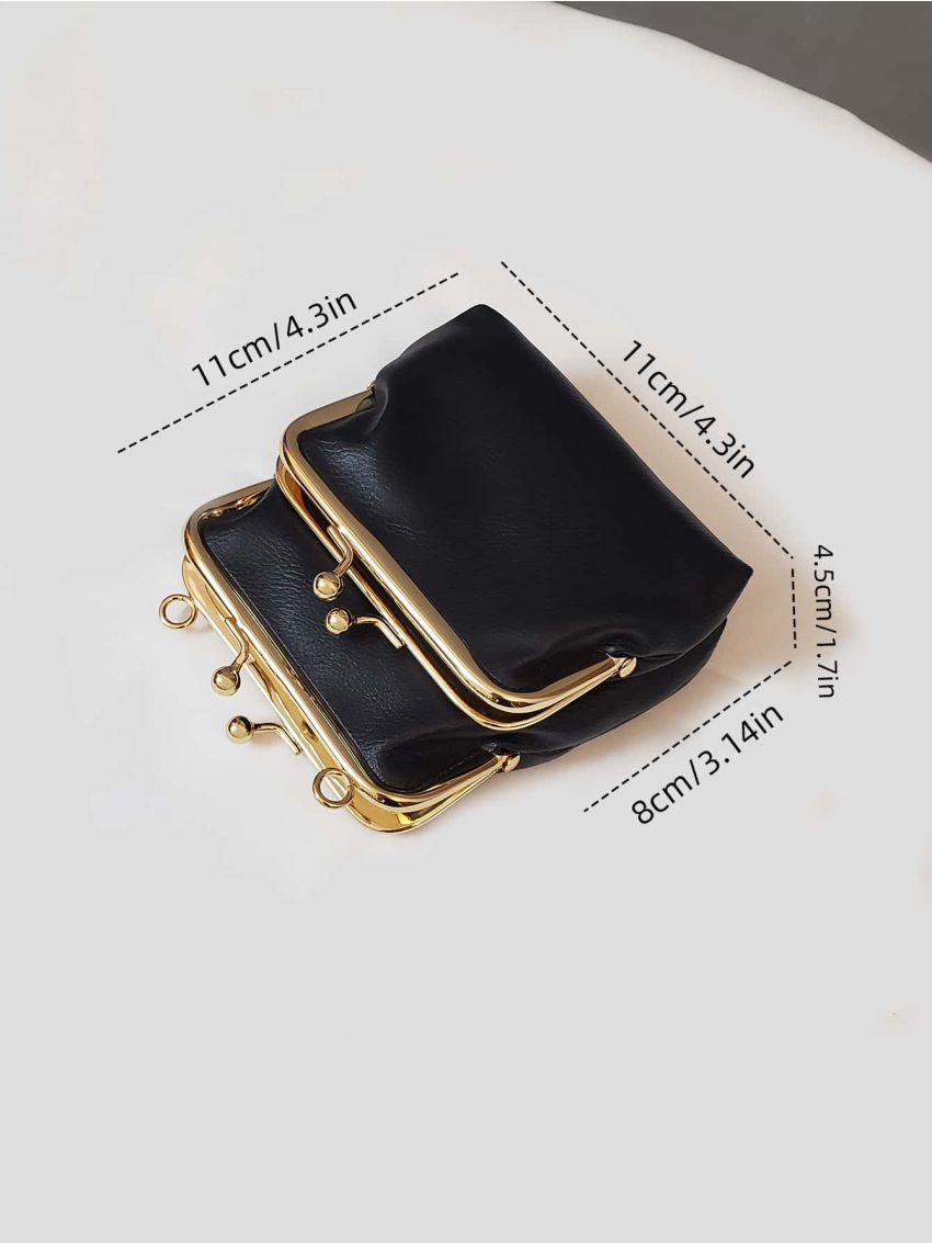 Faux Pearl Decor Kiss Lock Coin Purse