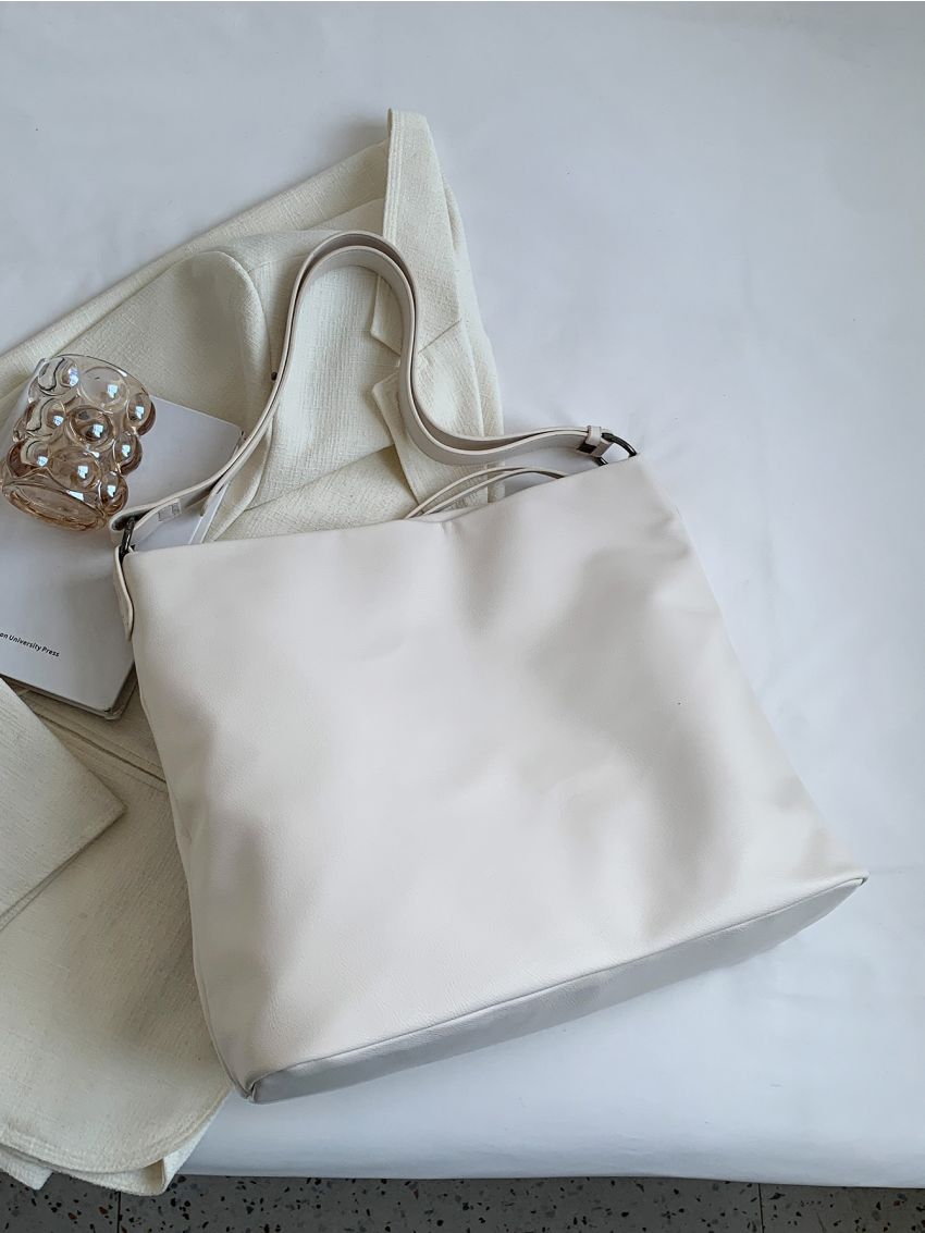 Studded Decor Zipper Front Hobo Bag
