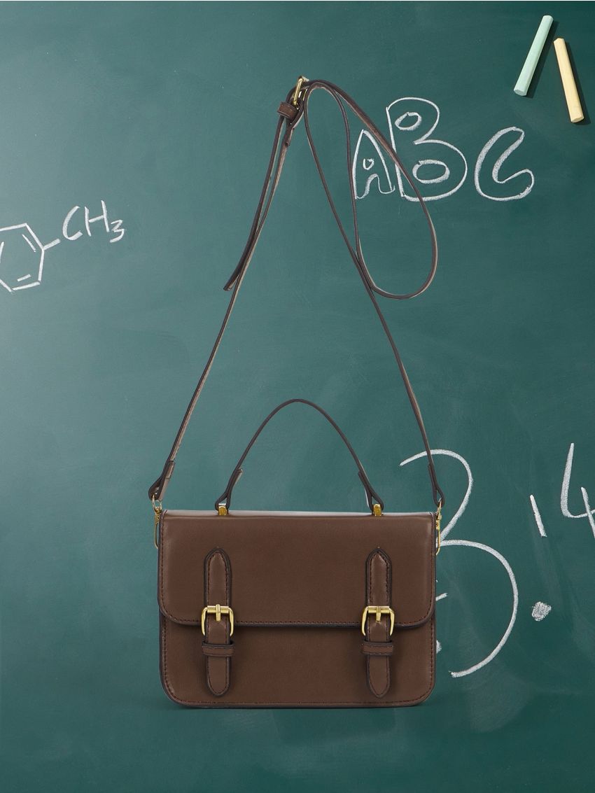 Retro Buckle Decor Flap Square Bag