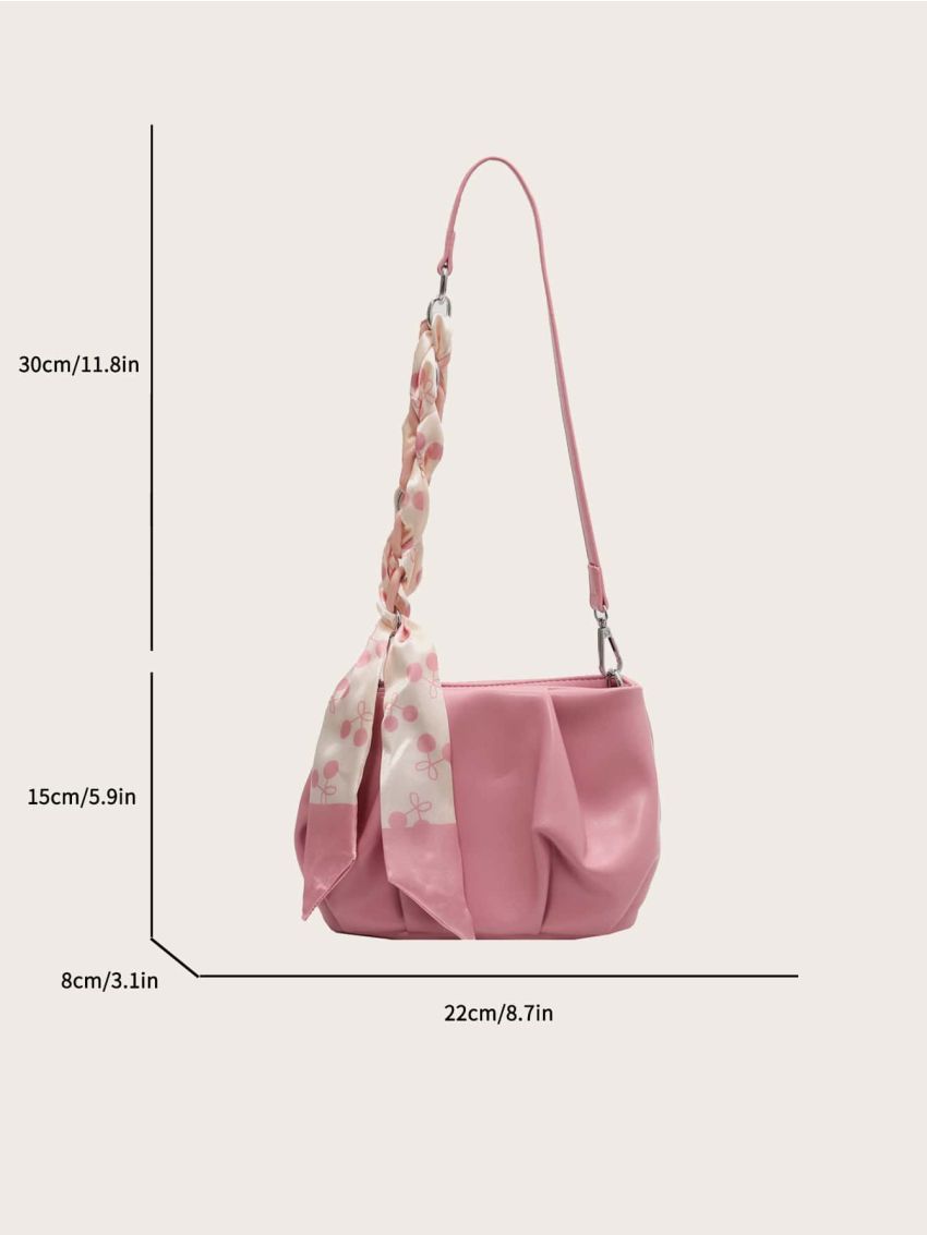 Twilly Scarf Decor Ruched Bag Fashion