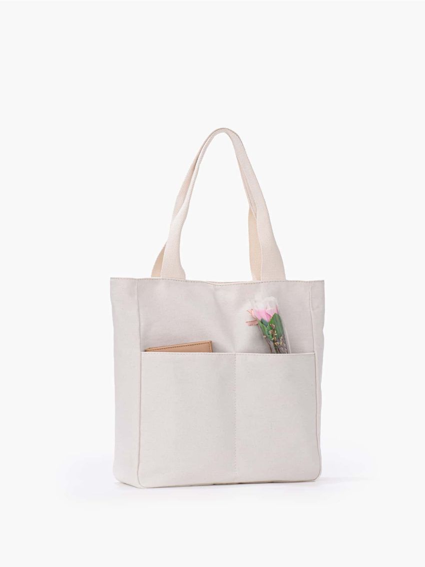 Minimalist Pocket Canvas Shopper Bag