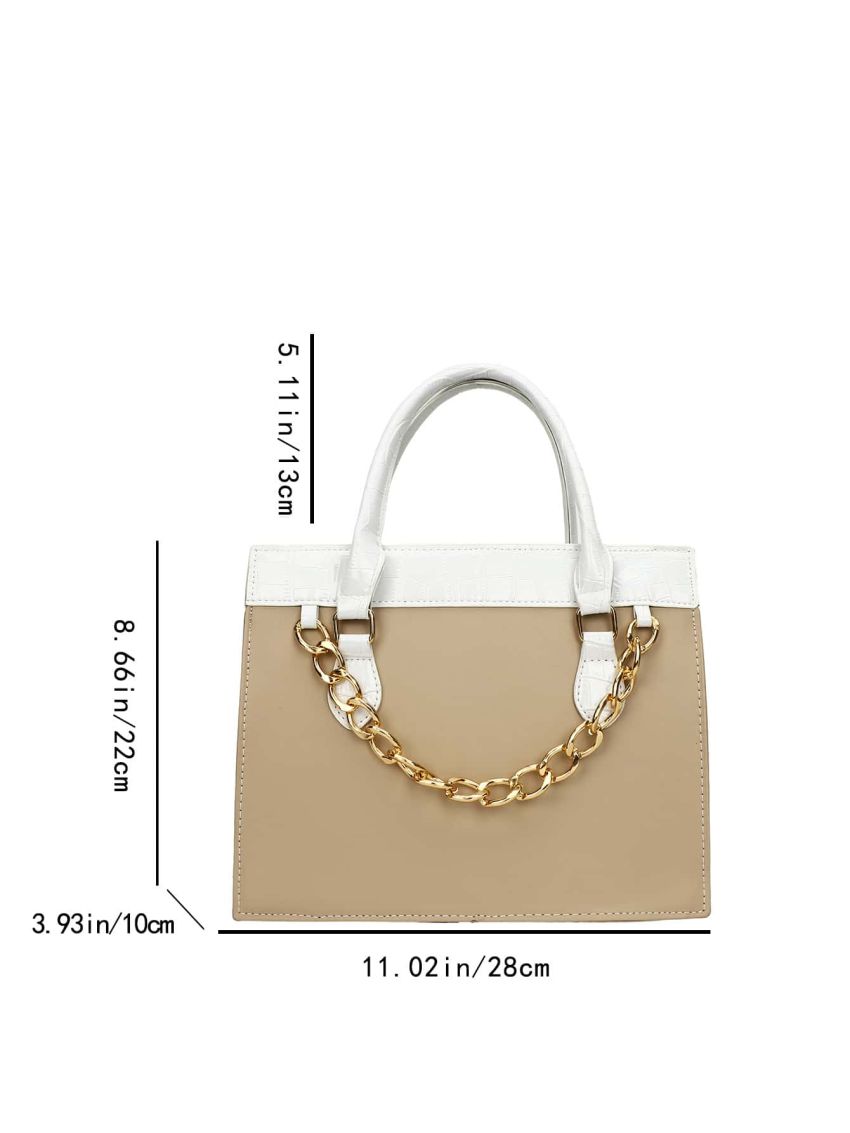 Crocodile Embossed Two Tone Square Bag