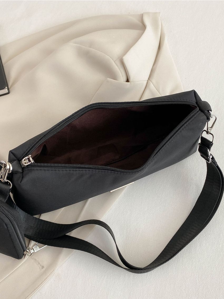 Letter Patch Decor Hobo Bag With Coin Purse