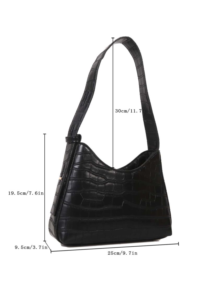 Crocodile Embossed Hobo Bag