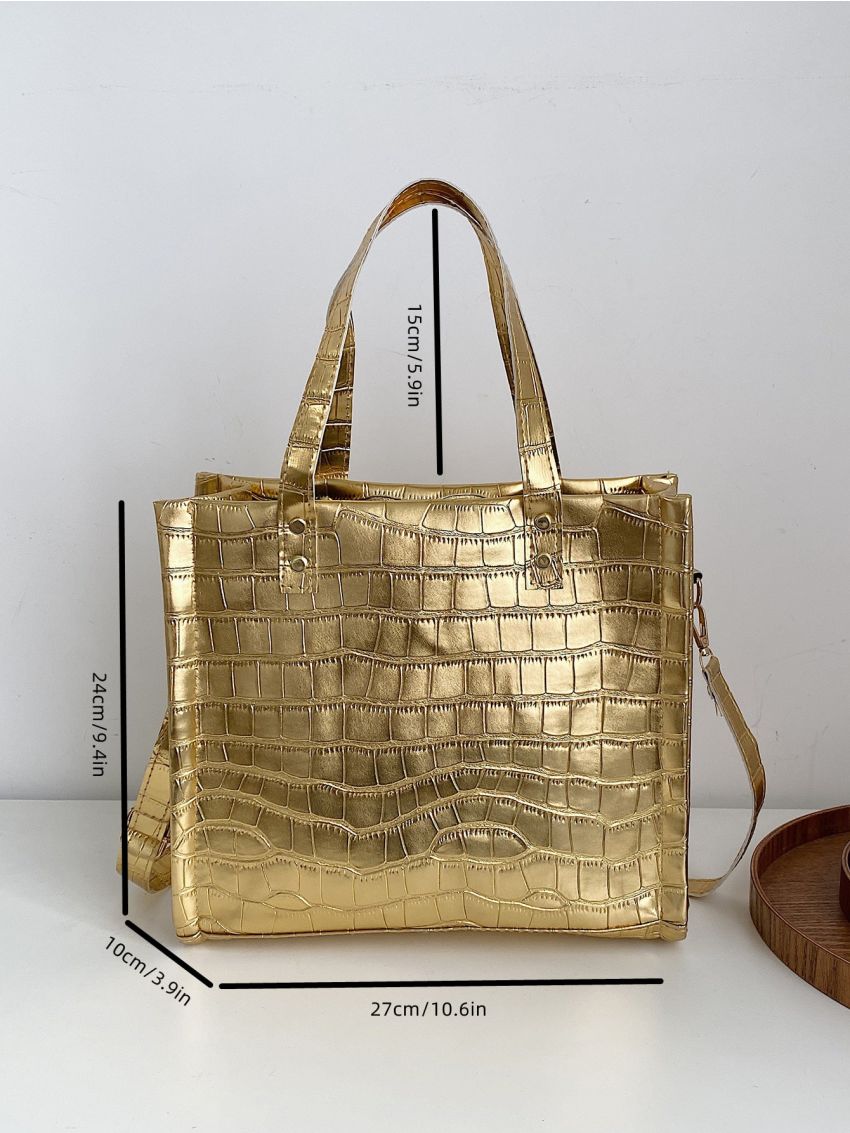 Crocodile Embossed Square Bag