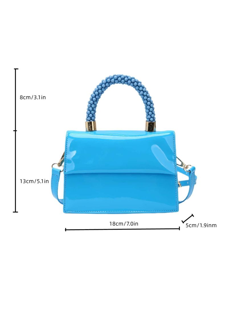 Mini Neon Pink Bead Decor Flap Square Bag