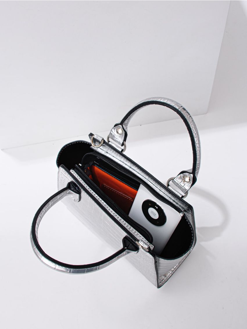 Crocodile Embossed Square Bag