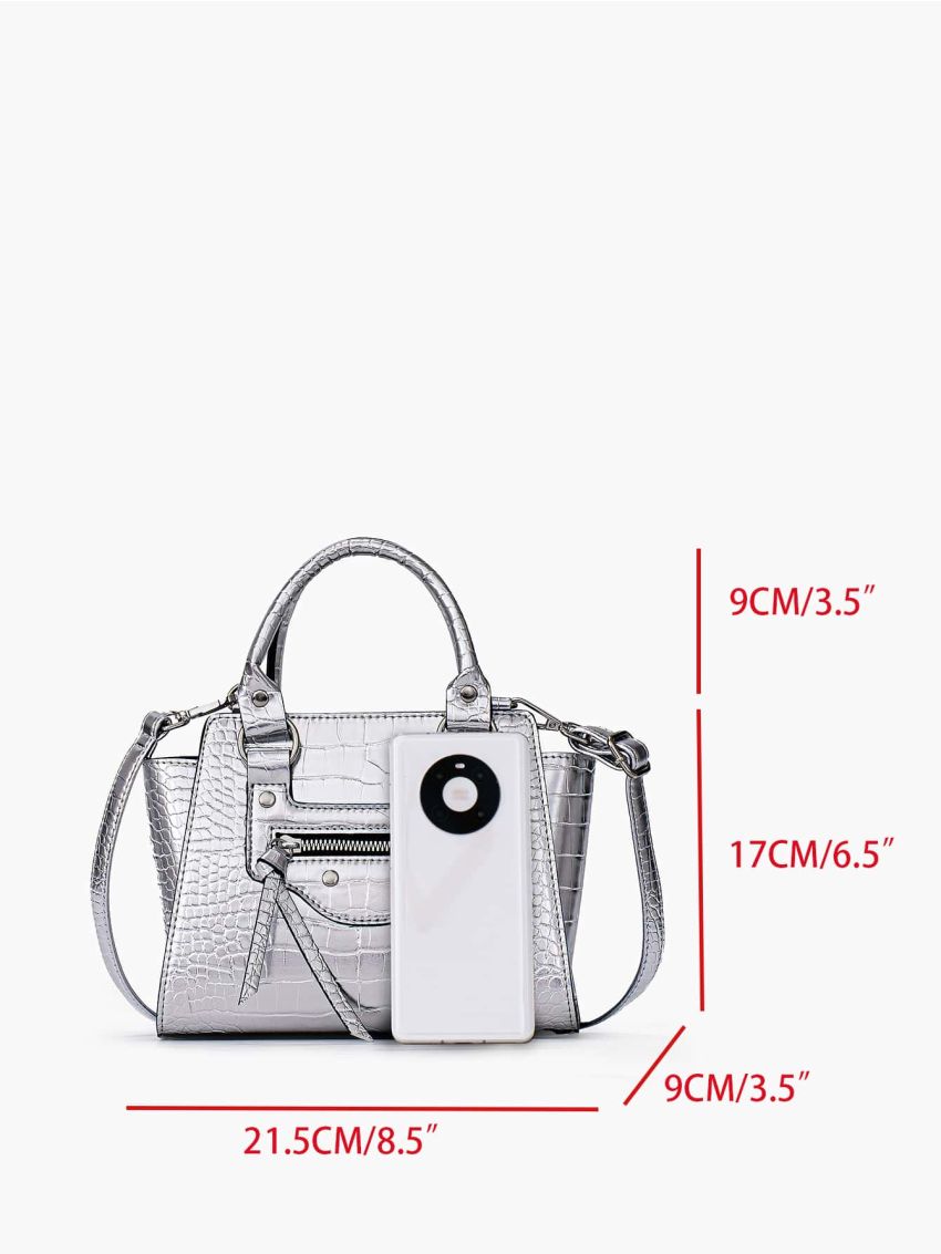 Crocodile Embossed Square Bag
