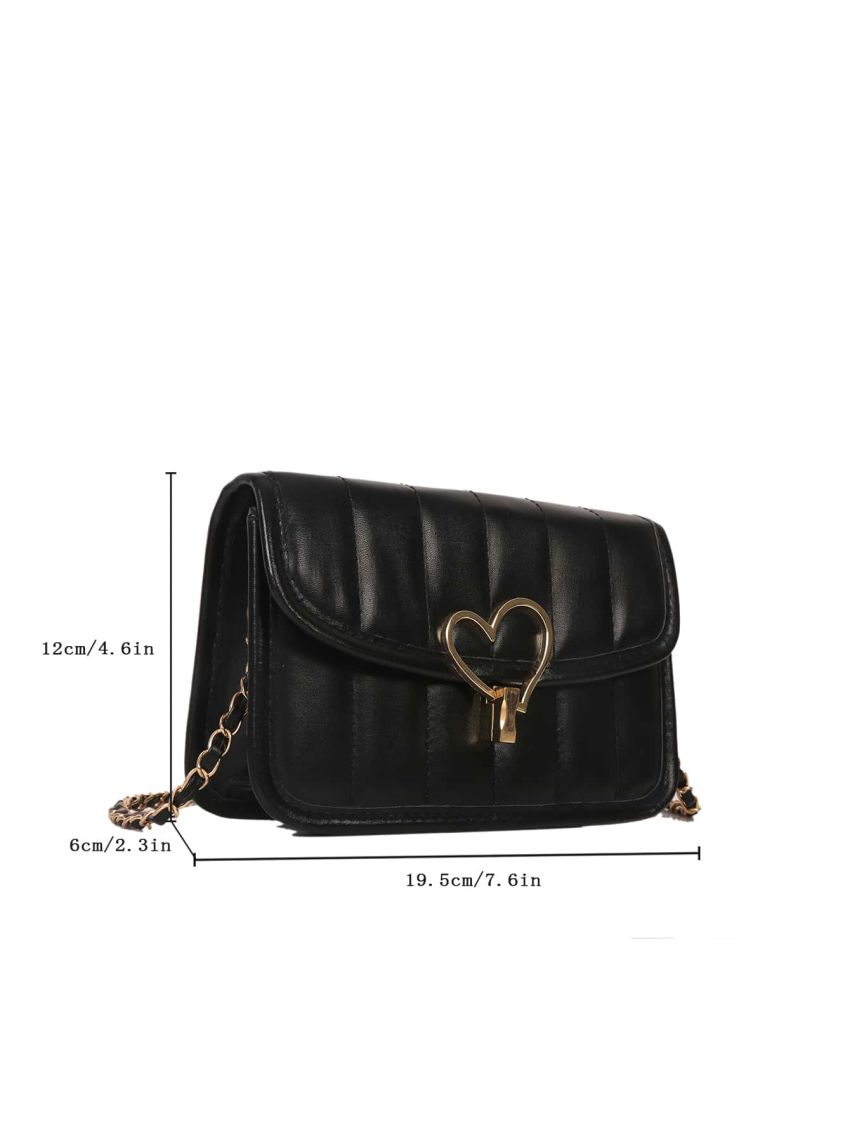 Mini Heart Lock Quilted Flap Chain Square Bag