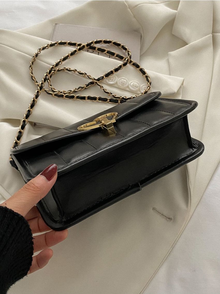 Mini Heart Lock Quilted Flap Chain Square Bag