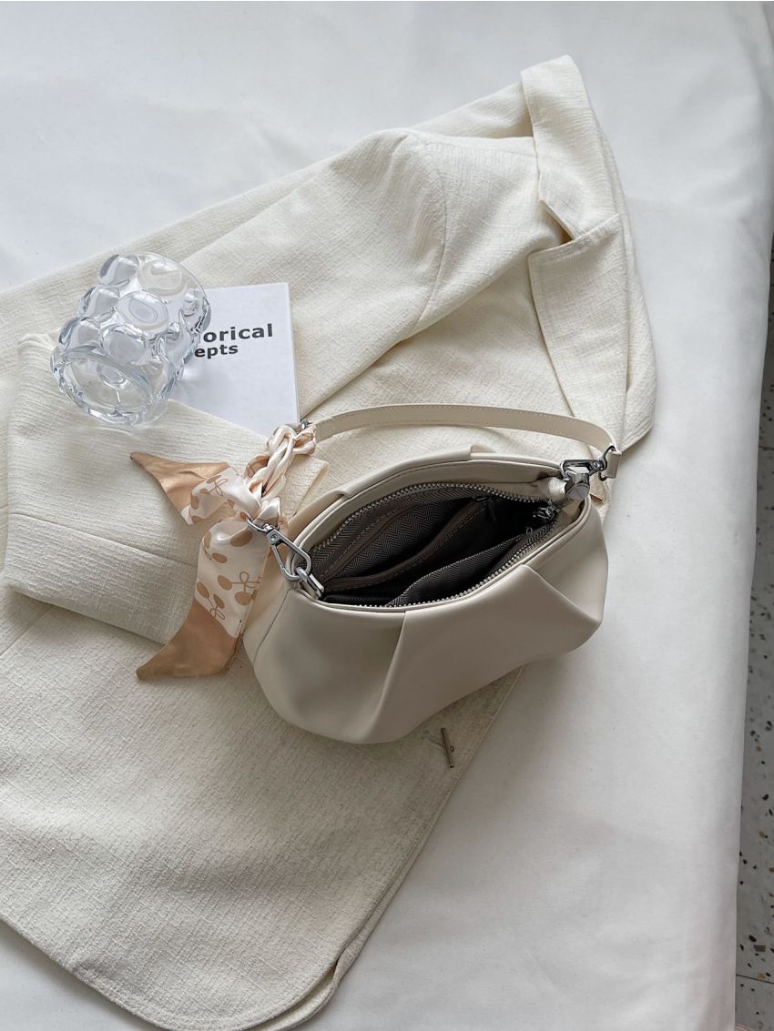 Twilly Scarf Decor Ruched Bag Fashion