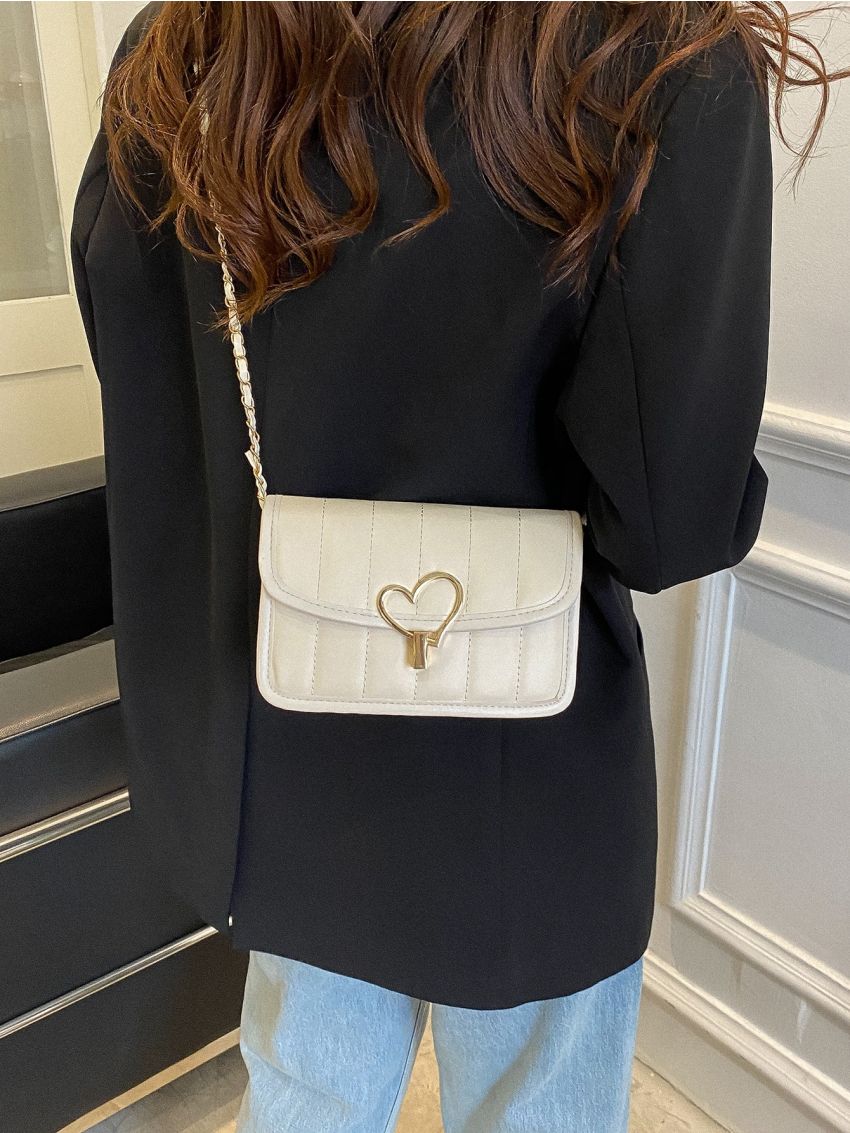 Mini Quilted Heart Decor Flap Square Bag