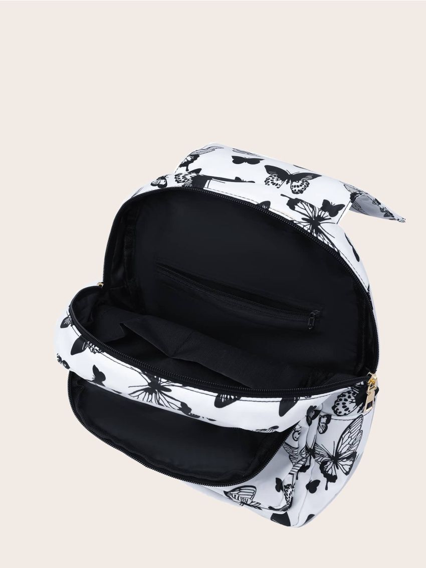 Random Butterfly Pattern Flap Backpack