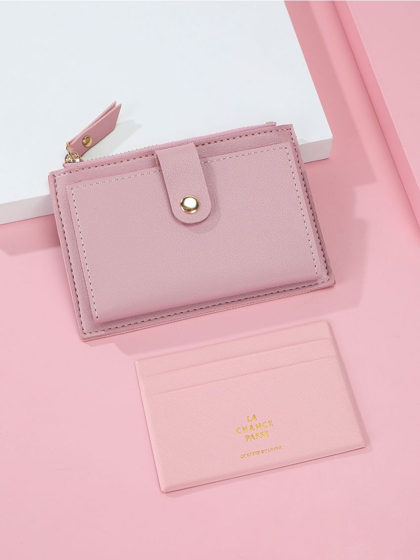 Snap Button Card Holder With Passport Case