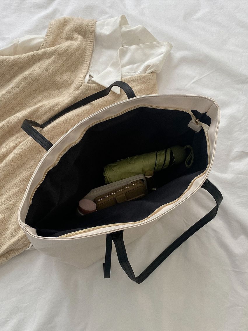 Snakeskin Embossed Shoulder Tote Bag