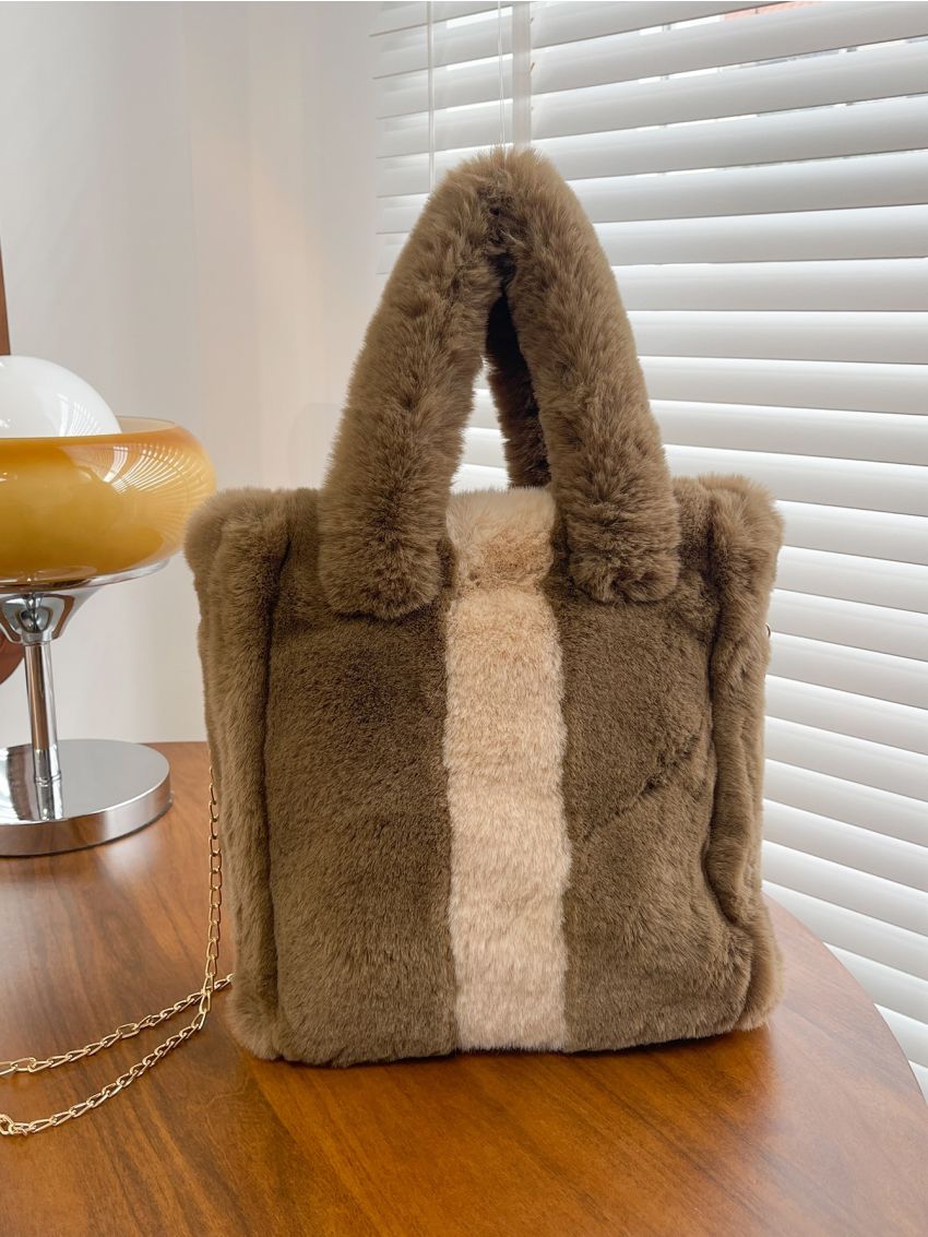 Colorblock Fluffy Square Bag