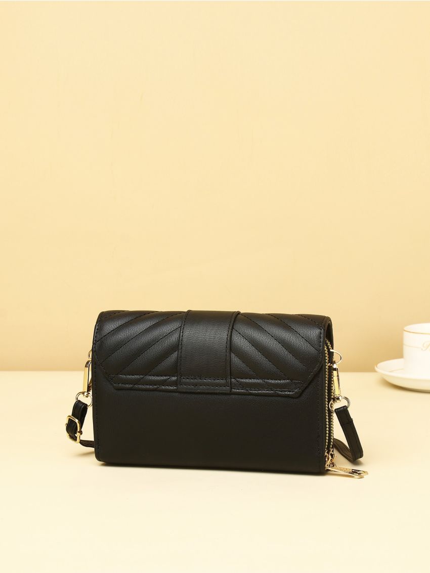 Letter Graphic Chevron Detail Elk Decor Flap Phone Wallet