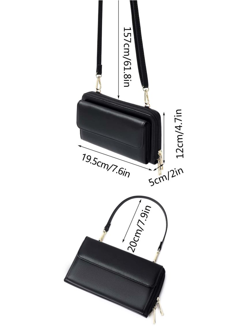 Minimalist Phone Wallet PU Zipper With Adjustable-strap RFID For Outdoor Travel