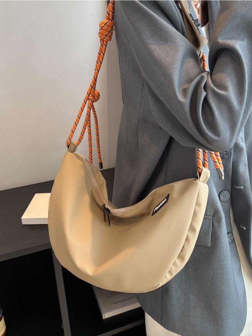 Letter Patch Decor Hobo Bag