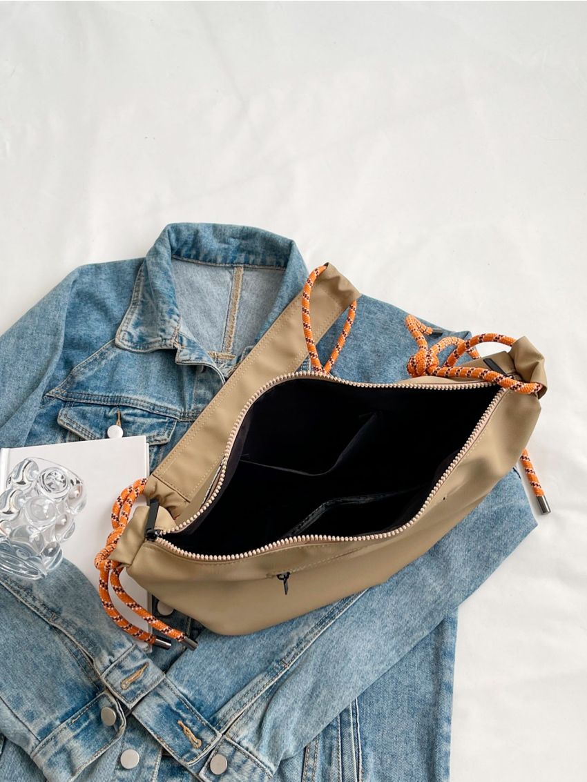 Letter Patch Decor Hobo Bag