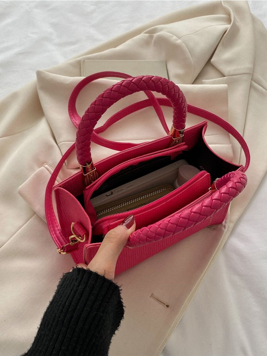 Mini Neon Pink Letter Graphic Square Bag