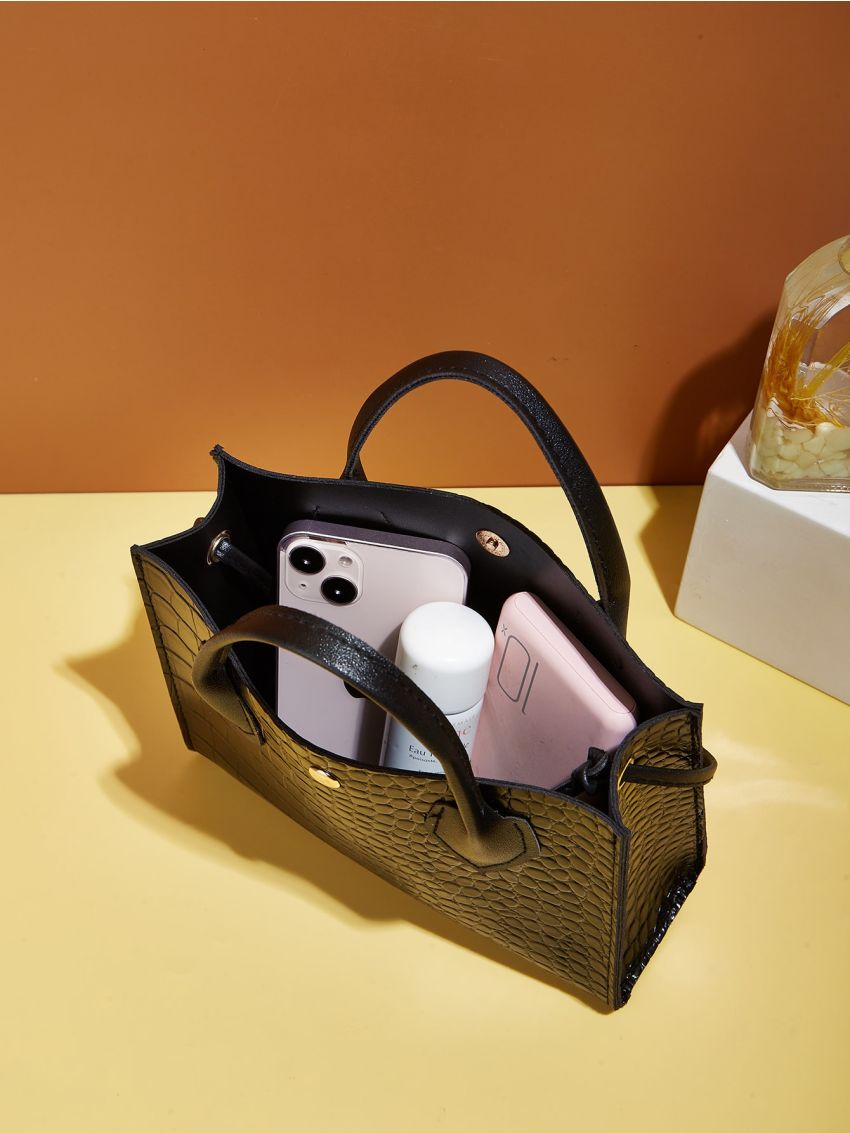 Crocodile Embossed Square Bag