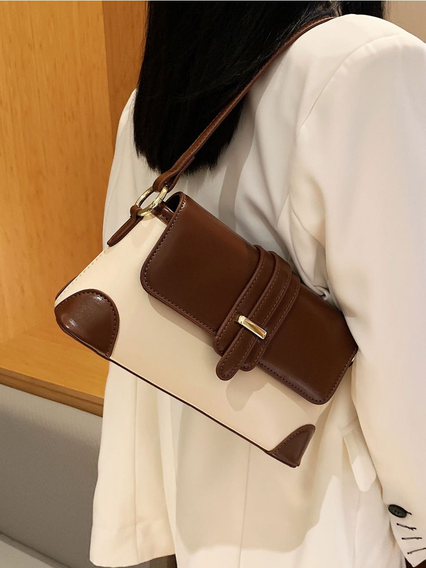 Colorblock Flap Square Bag