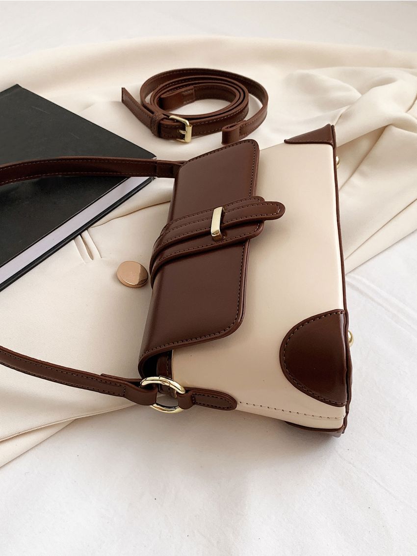 Colorblock Flap Square Bag