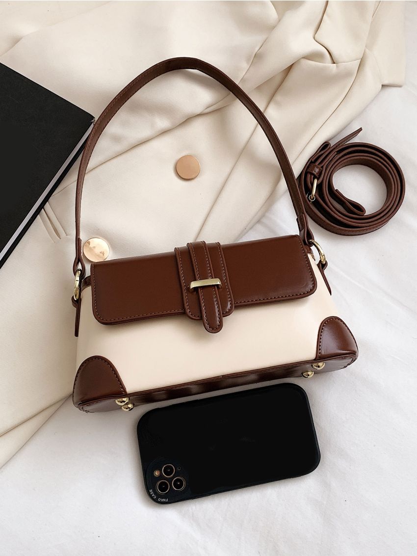 Colorblock Flap Square Bag