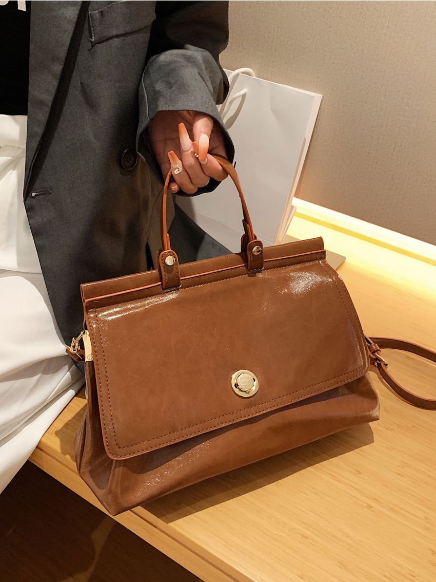 Top Handle Flap Square Bag