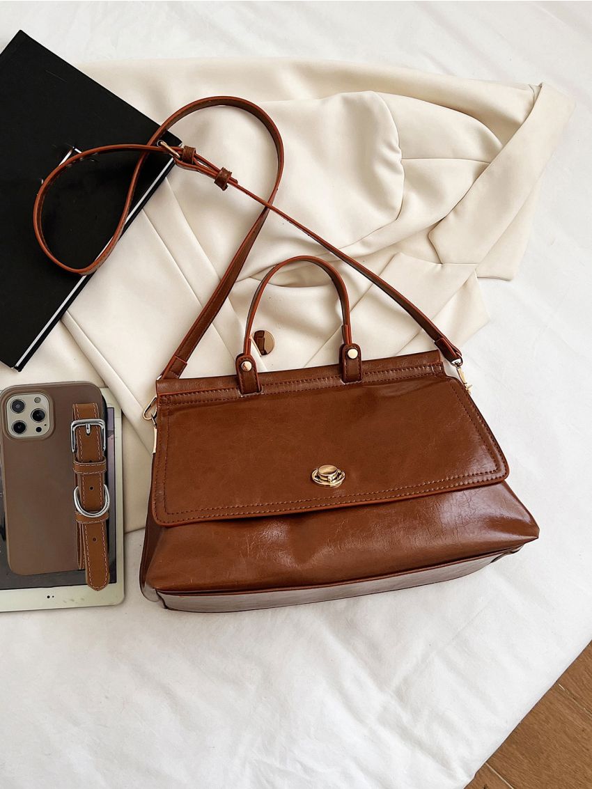 Top Handle Flap Square Bag