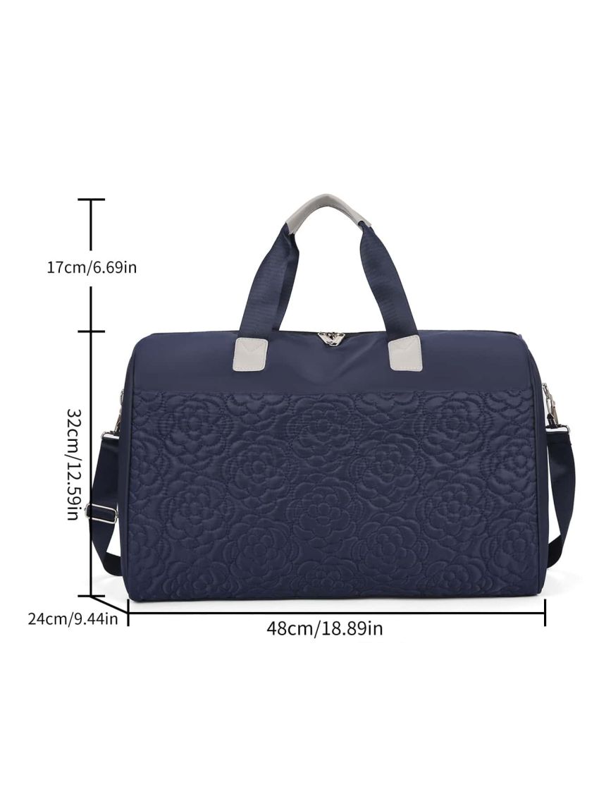 Floral Quilted Double Handle Duffel Bag