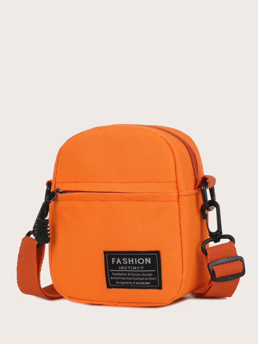 Mini Neon Orange Letter Patch Decor Square Bag