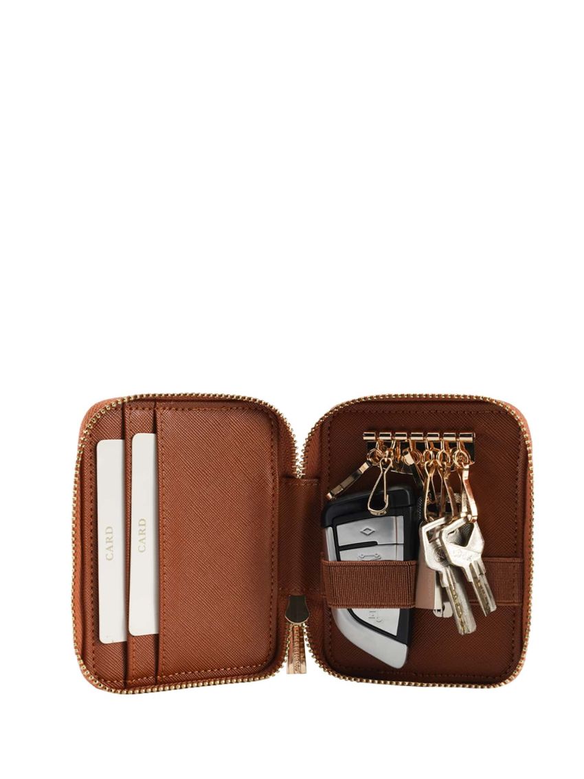 Letter Embossed Cubic Zirconia Decor Key Case