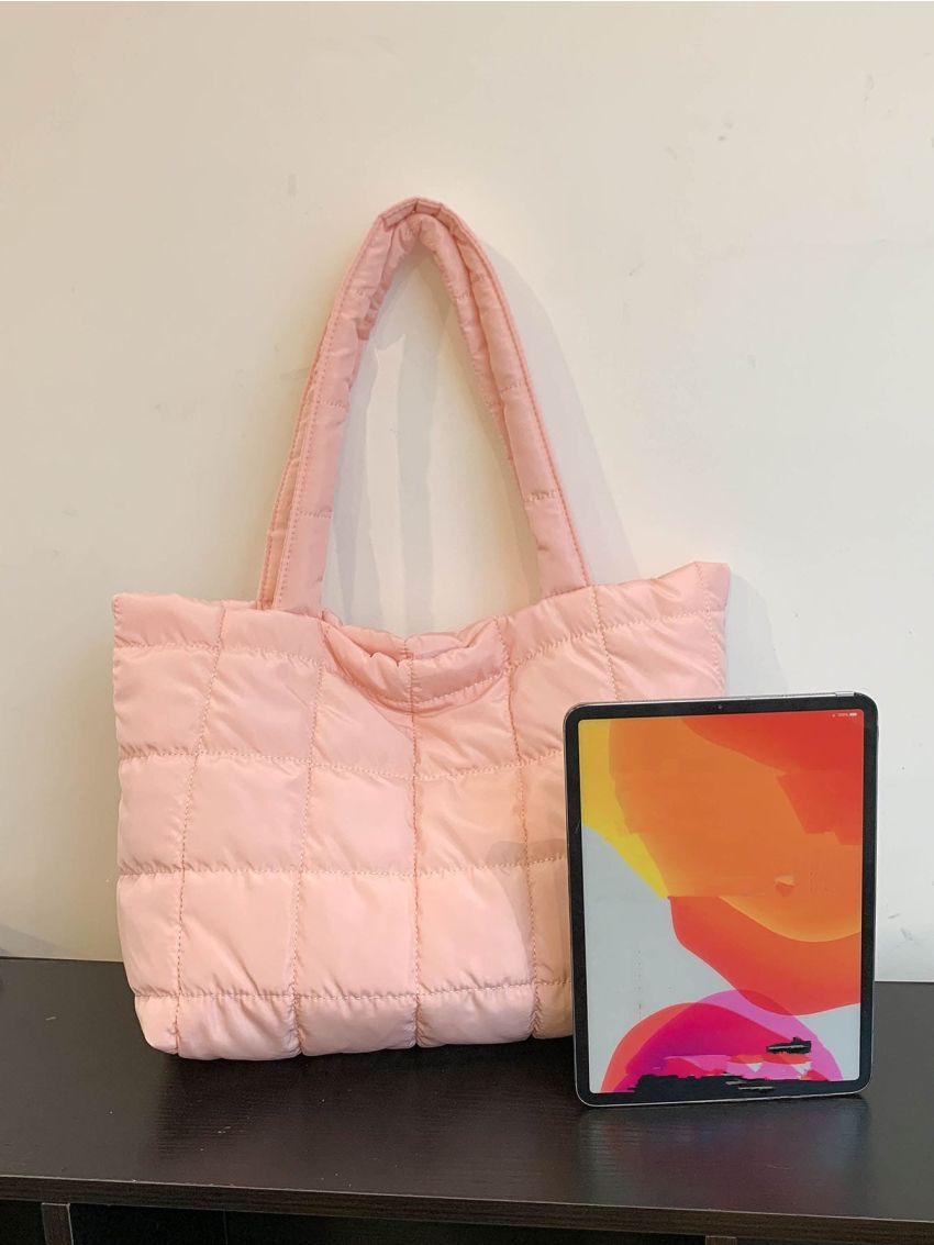 Quilted Detail Shoulder Tote Bag