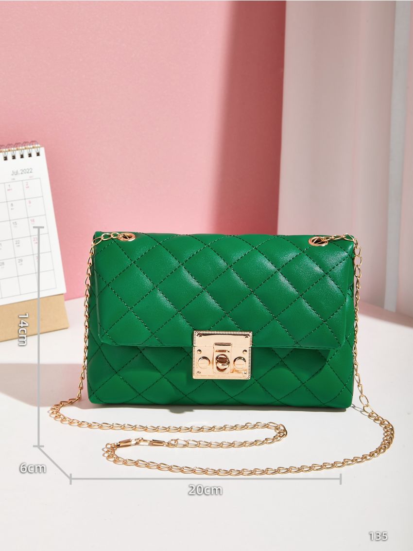 Geometric Quilted Chain Square Bag