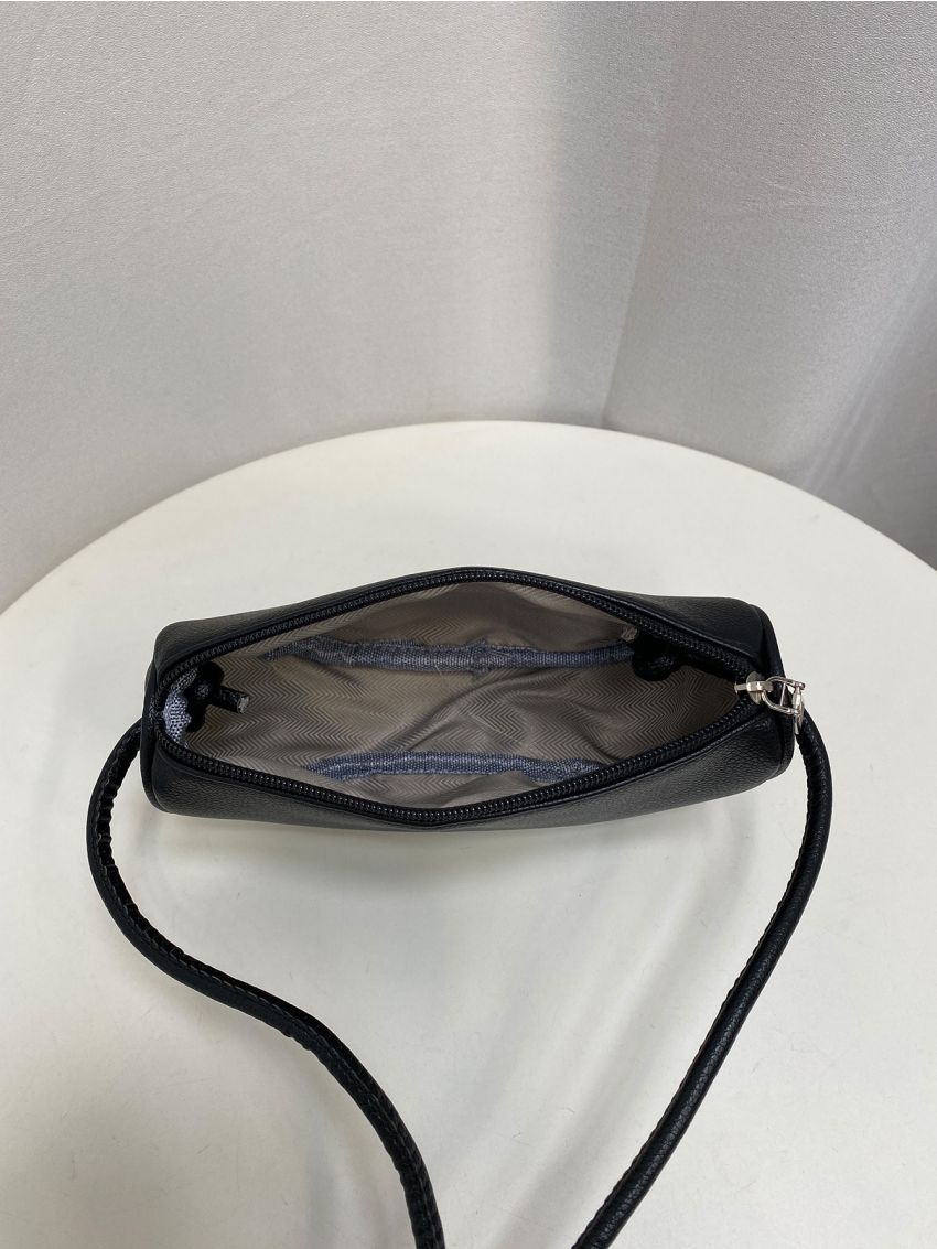 Mini Neon-Green Letter Graphic Litchi Embossed Saddle Bag