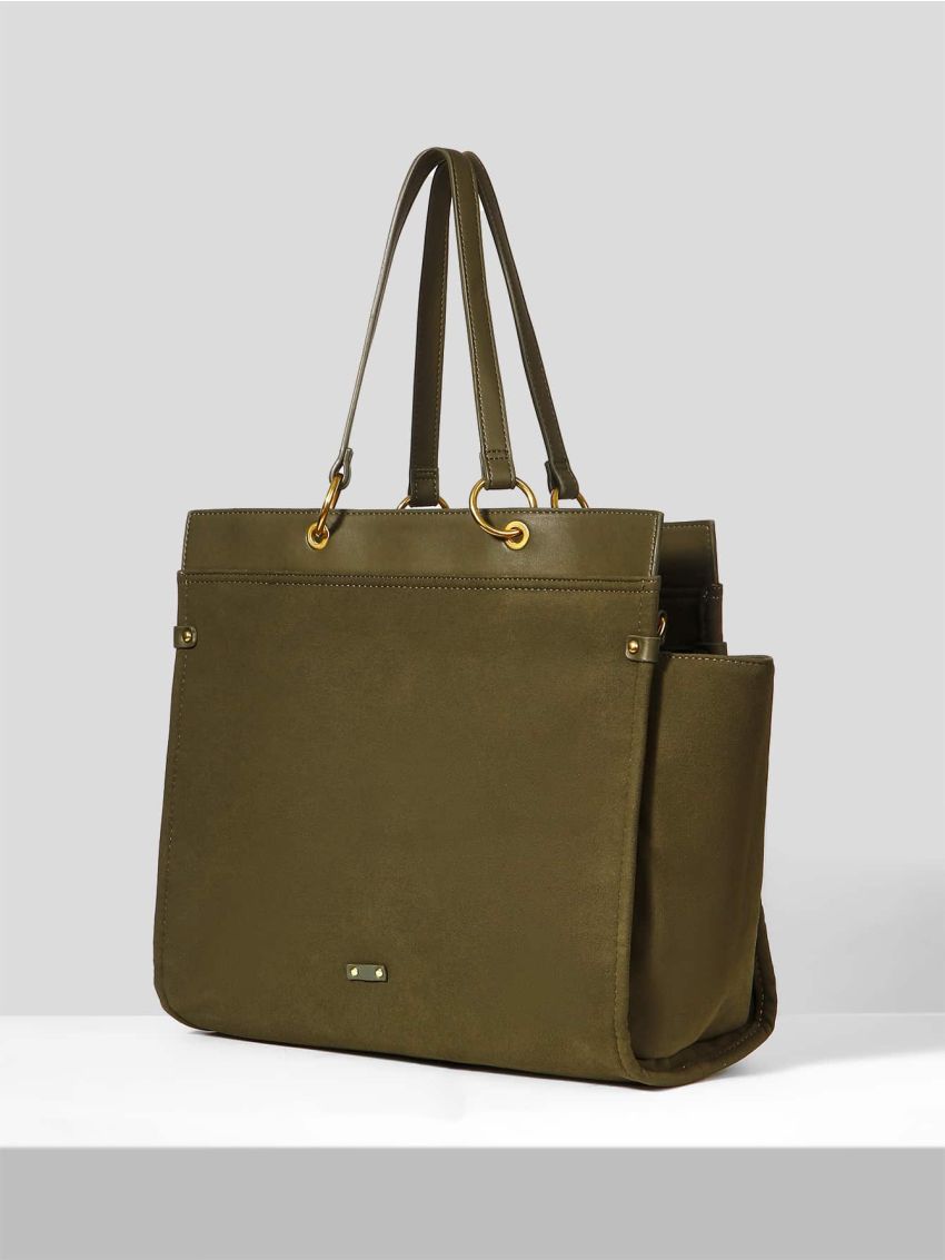 Minimalist Letter Detail Shoulder Tote Bag