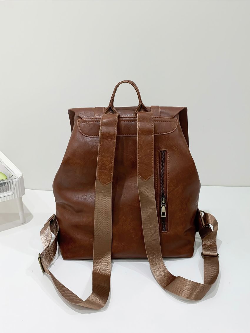 Studded Decor Flap Backpack