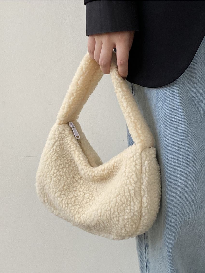 Fluffy Top Handle Satchel Bag