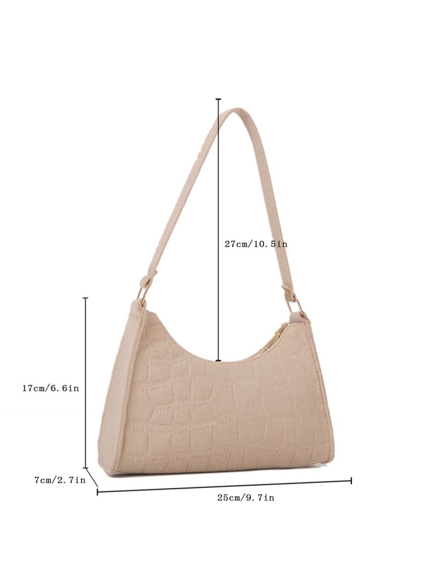 Crocodile Embossed Felt Baguette Bag