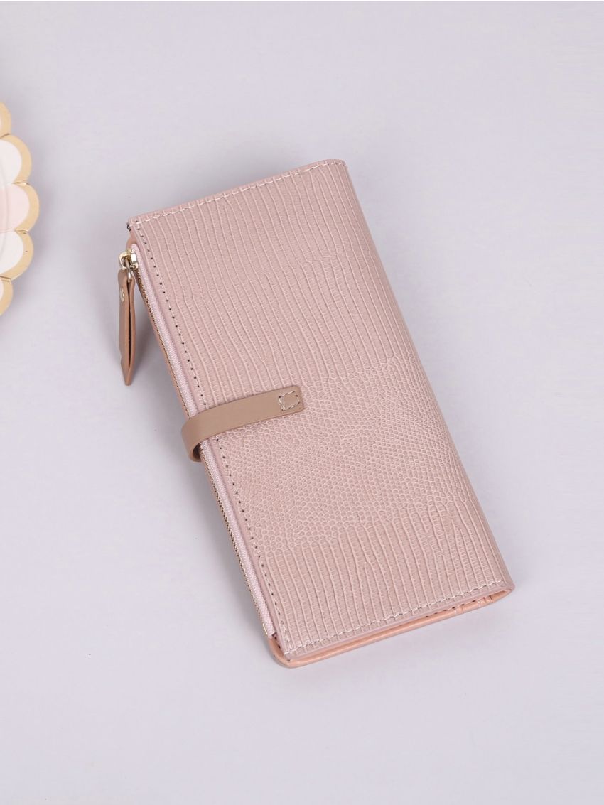 Minimalist Long Wallet Pink Fold Over