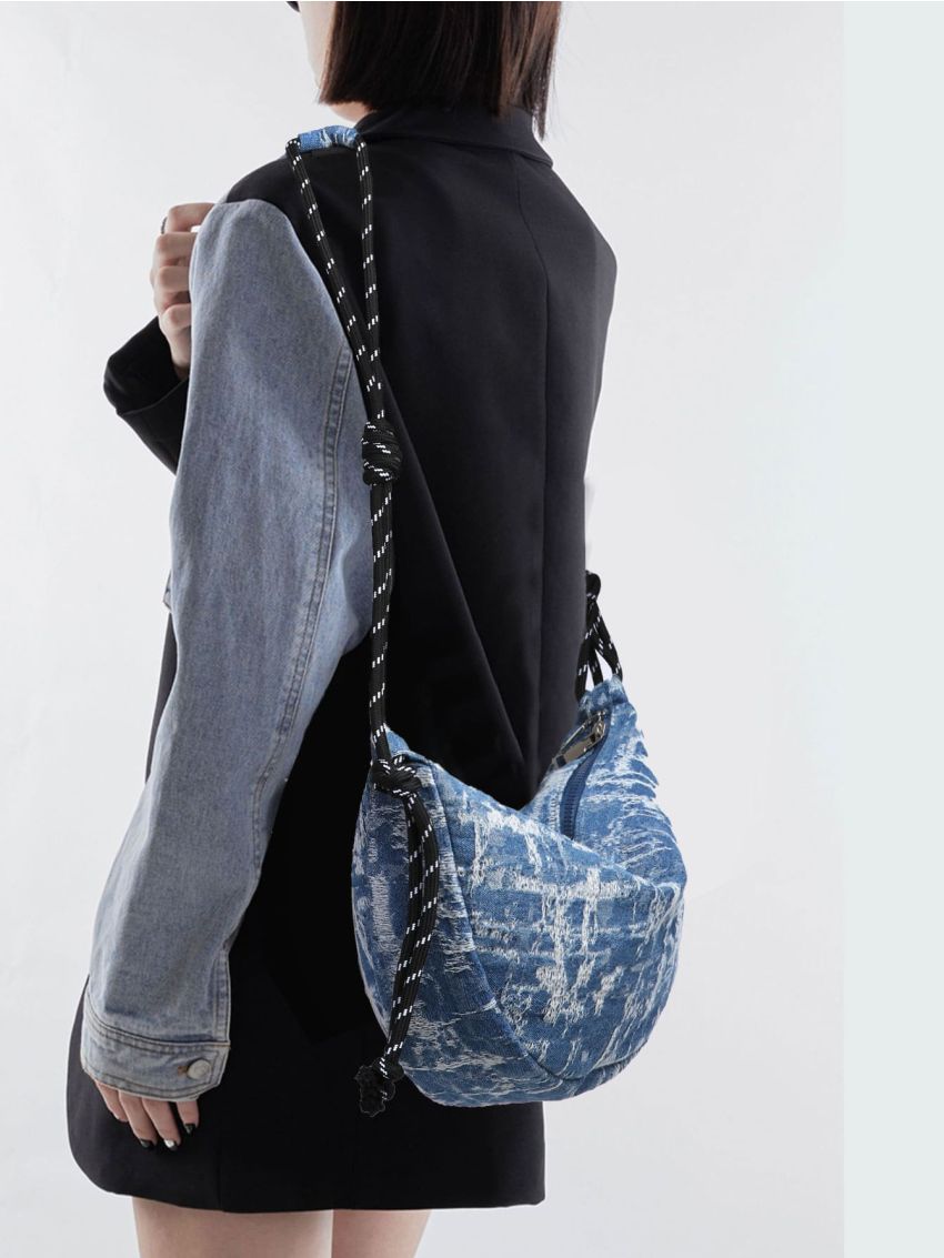 Denim Two Tone Hobo Bag