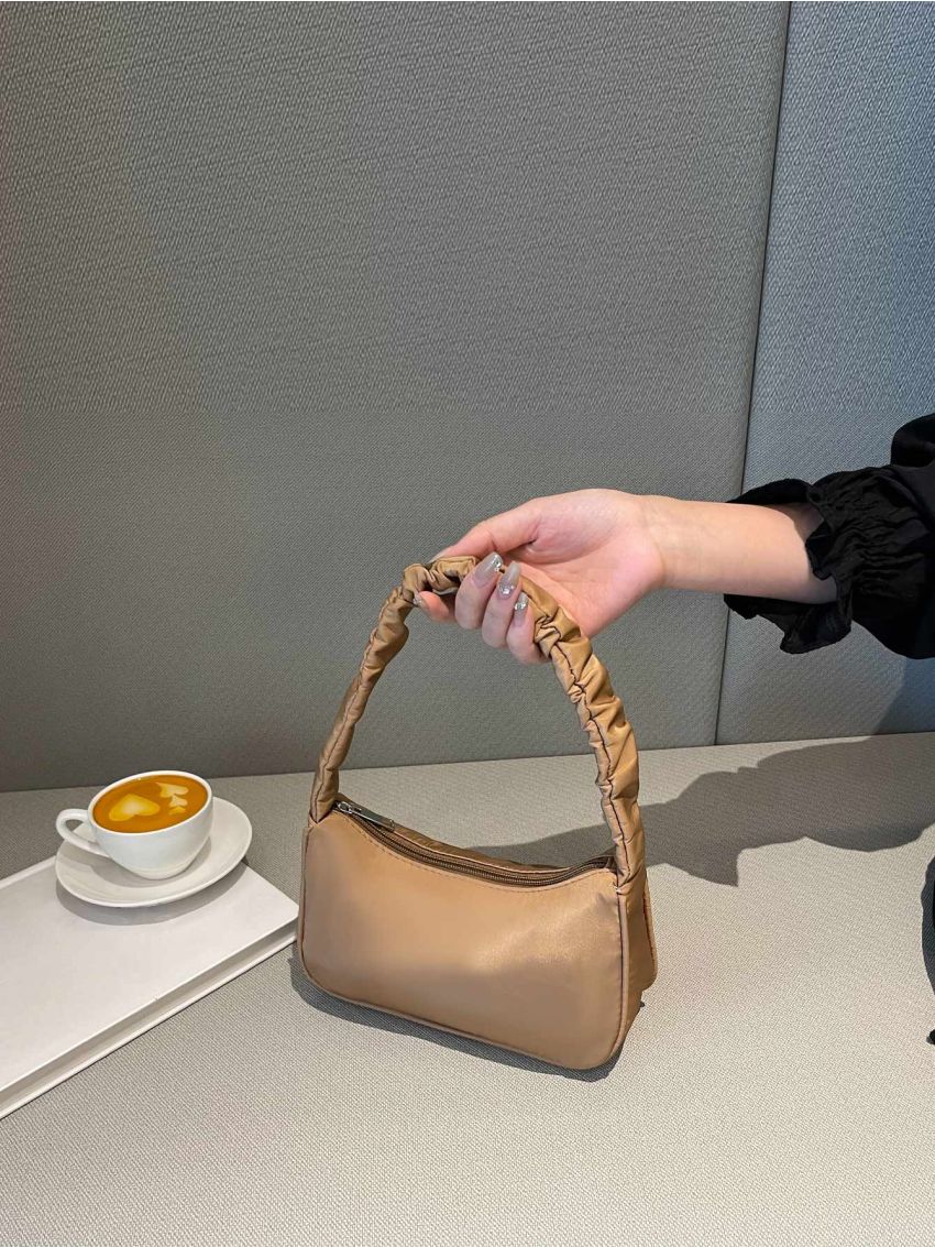 Minimalist Ruched Detail Baguette Bag