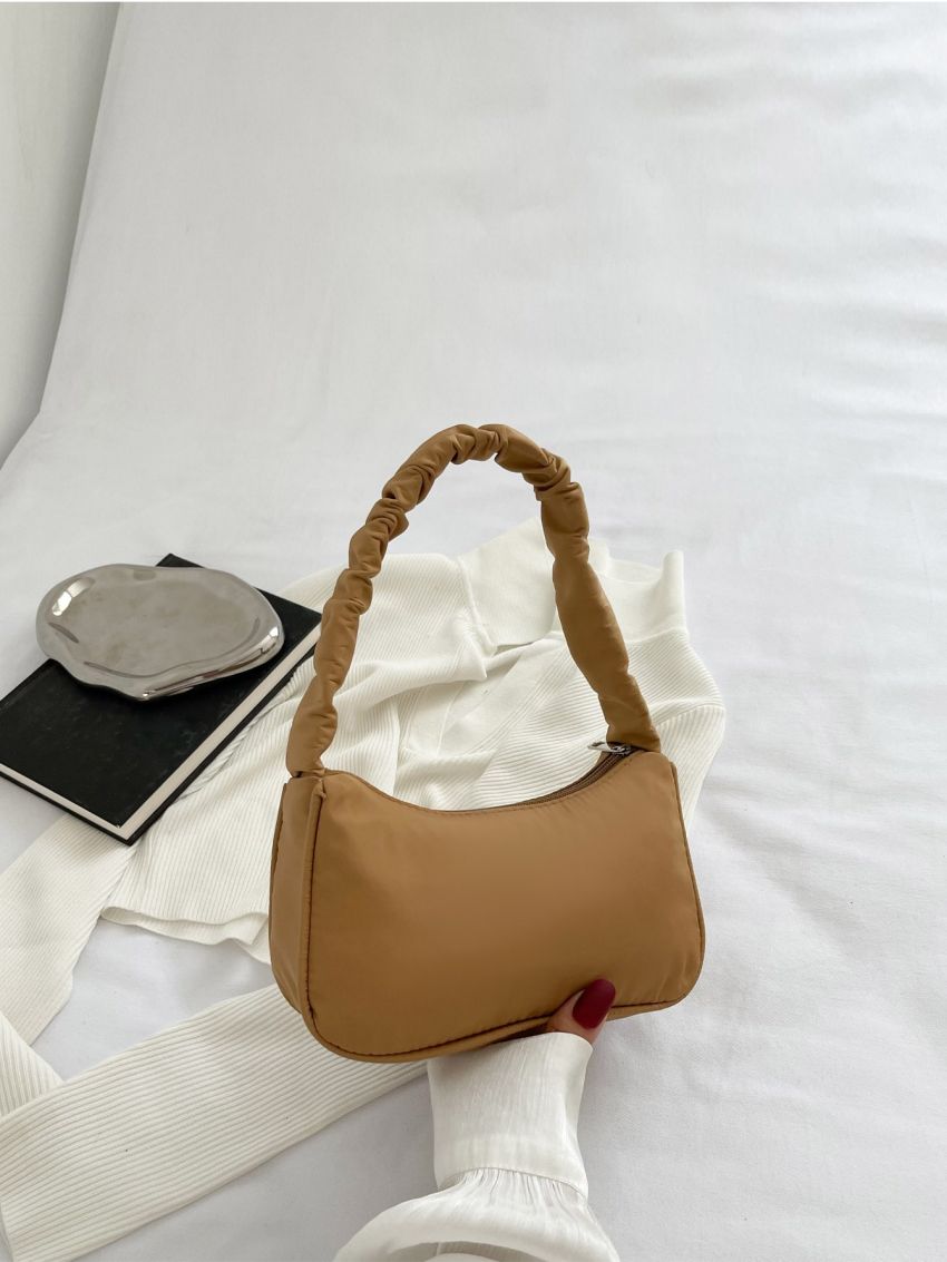 Minimalist Ruched Detail Baguette Bag