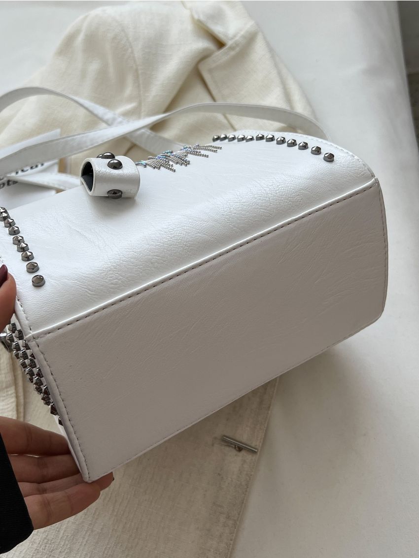 Studded & Tassel Decor Satchel Bag