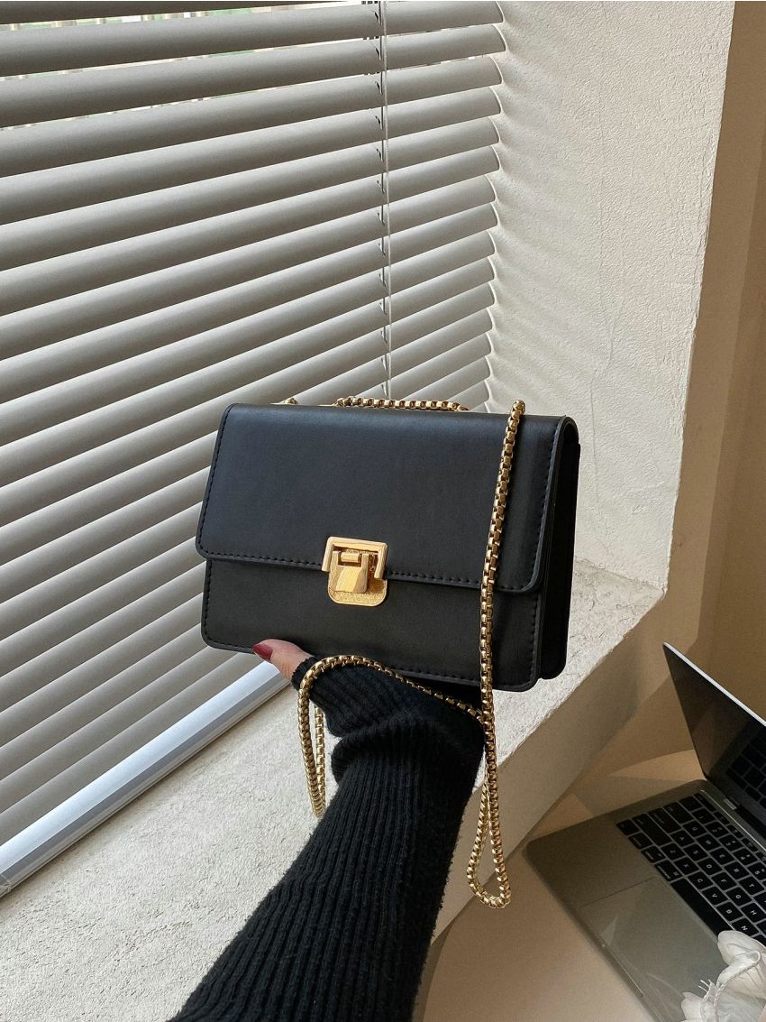 Mini Turn Lock Flap Chain Square Bag