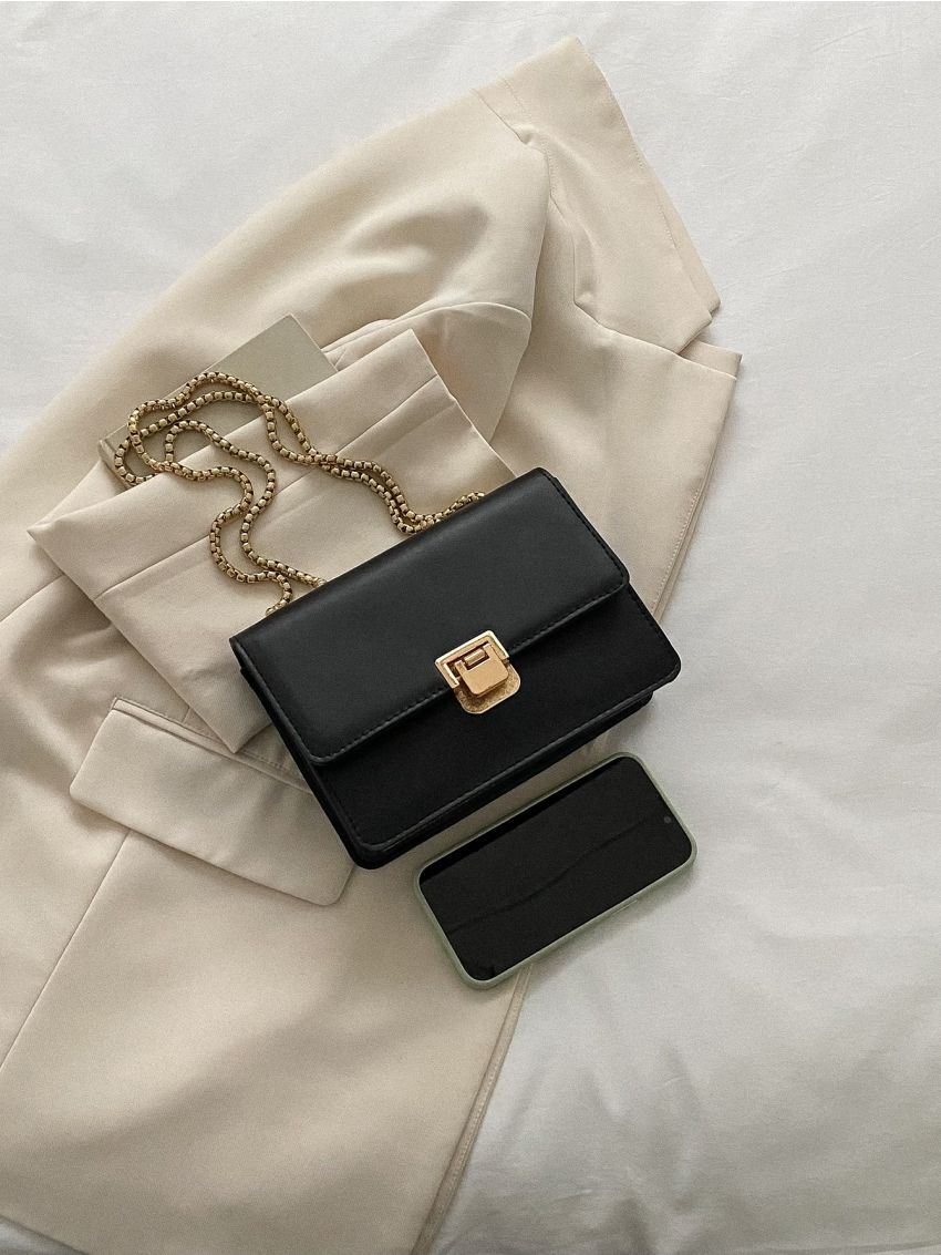 Mini Turn Lock Flap Chain Square Bag