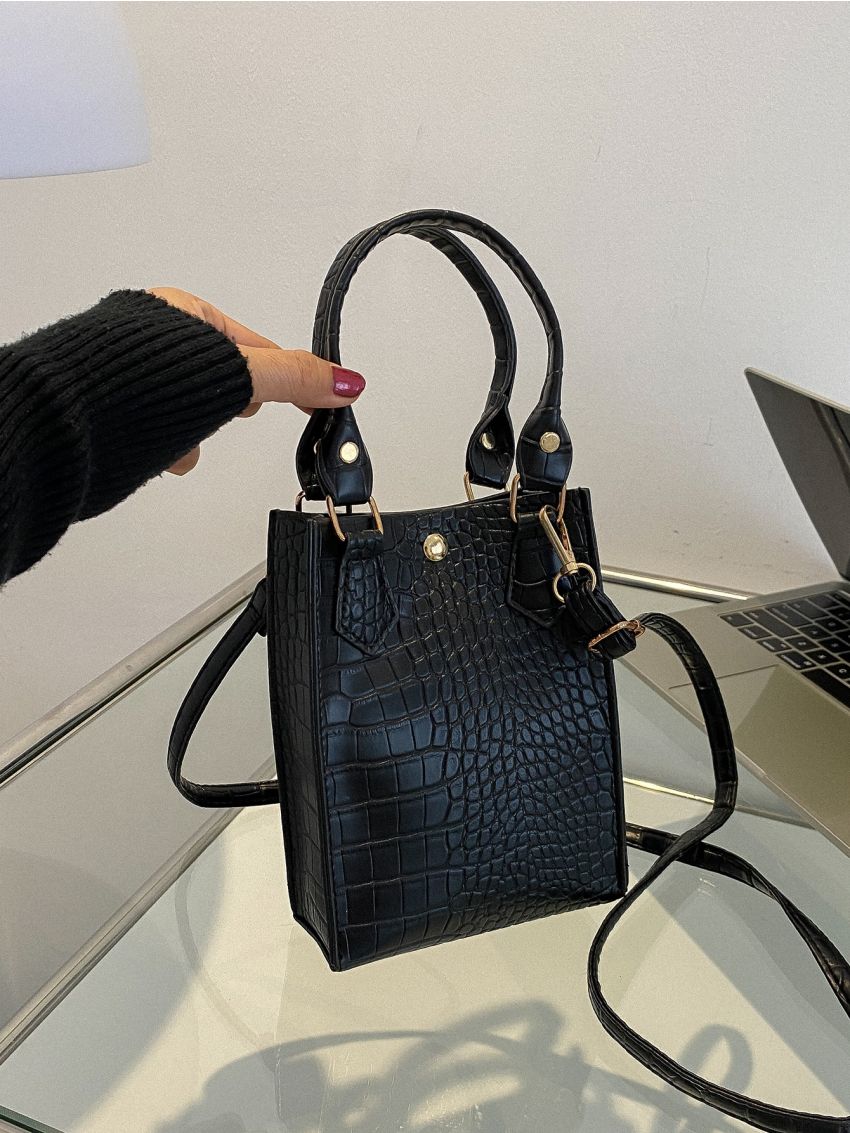 Mini Crocodile Embossed Square Bag